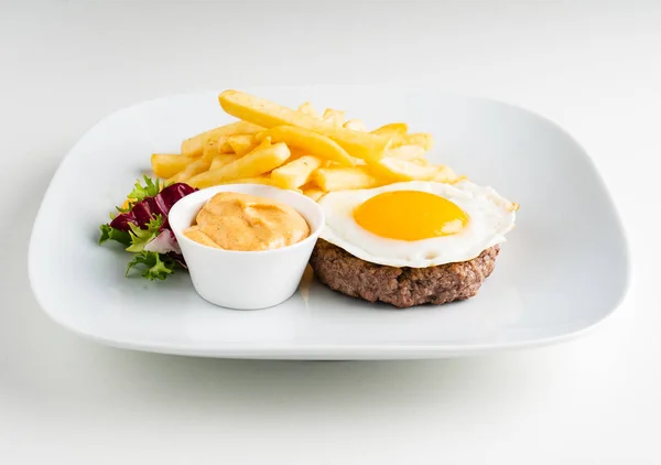 Cutlet Egg French Fries — Stock Photo, Image