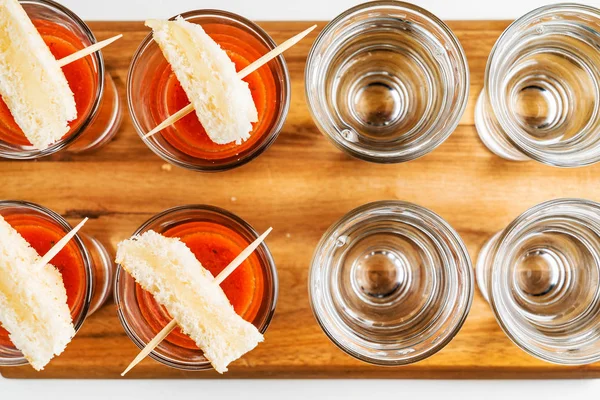 Catering Cocktails Wooden Board — Stock Photo, Image