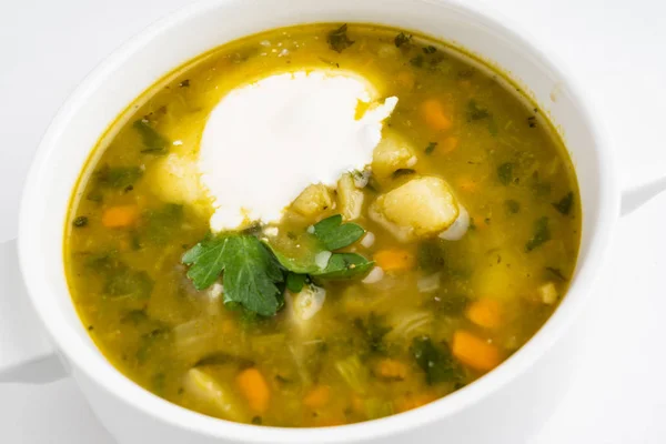 サワー クリームと野菜スープ — ストック写真
