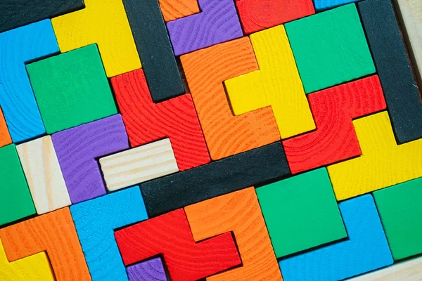 Tetris Toy Wooden Blocks Closeup — Stock Photo, Image