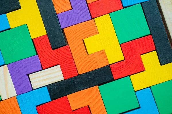 Tetris Spielzeug Holzklötze Aus Nächster Nähe — Stockfoto