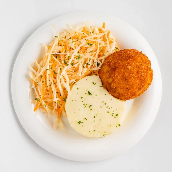 Mashed Potato Cutlet Salad — Stock Photo, Image