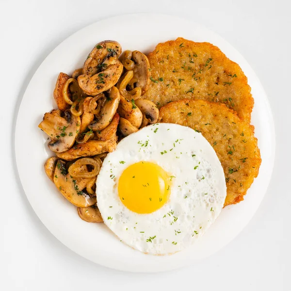 Crêpes Pommes Terre Avec Oeuf Champignons — Photo