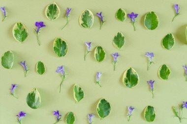 Yeşil zemin üzerine çiçek kompozisyon