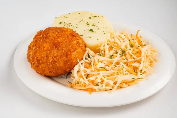 Mashed Potato Cutlet Salad Close — Stock Photo, Image