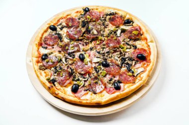 Lezzetli pizza, yakın çekim.