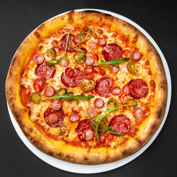 Fresh Italian Pizza Close — Stock Photo, Image