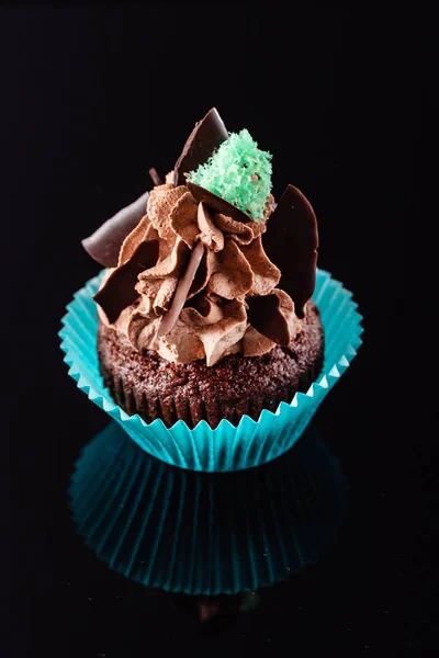 Cupcake Con Panna Caramello Primo Piano — Foto Stock