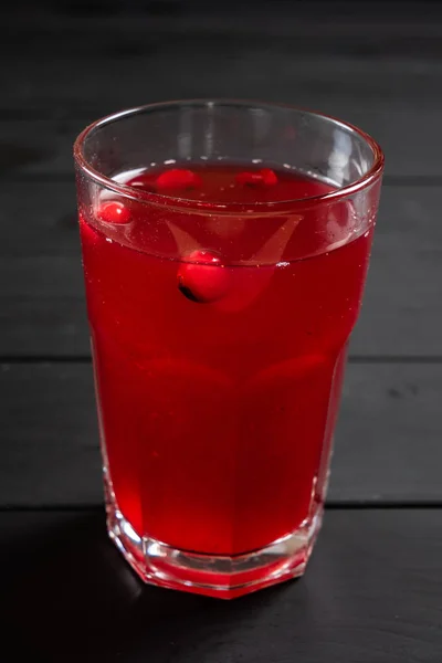 Cranberry Limonade Zwarte Houten Achtergrond — Stockfoto