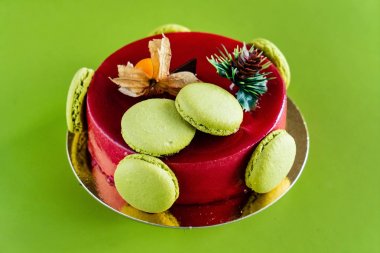 Macaroons pastayla mousse, yakın çekim