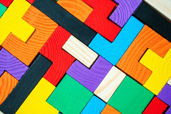 Tetris Giocattolo Blocchi Legno Vicino — Foto Stock