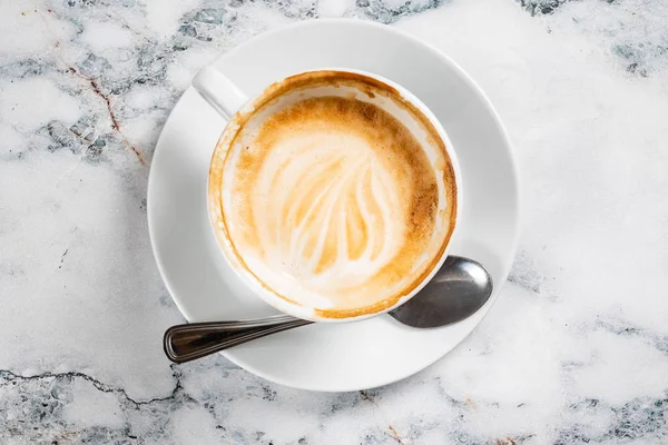 Cup Cappuccino Marble Background — Stock Photo, Image