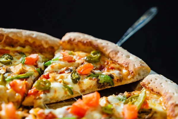 Tasty Italian Pizza Vegetables Close — Stock Photo, Image