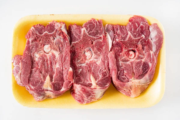 mutton meat on the white background, close up