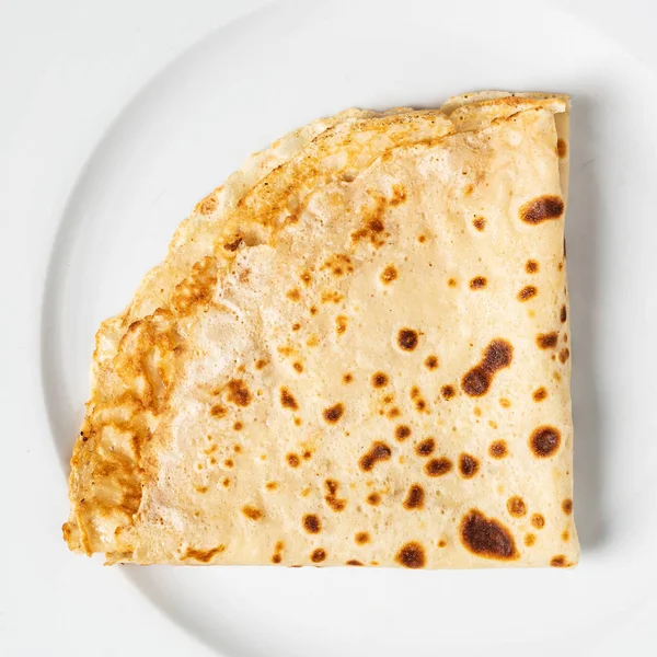 Pannenkoek Witte Plaat Close — Stockfoto