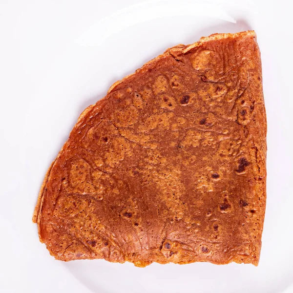 Pannkaka Den Vita Plattan Närbild — Stockfoto