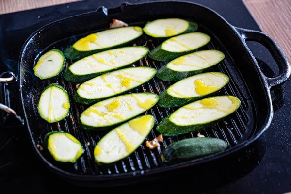 grilled zucchini on the pan