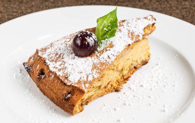 beyaz tabakta elma kek, yakın