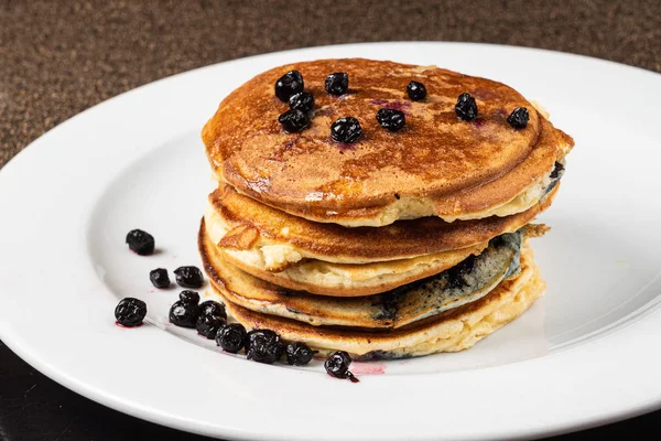 Pancakes White Plate Close — Stock Photo, Image