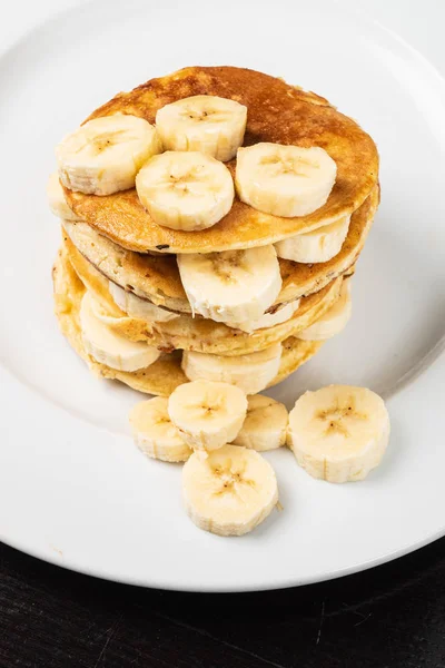 Pancakes White Plate Close — Stock Photo, Image