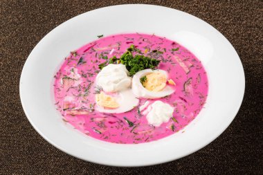 yumurta ile pancar soğuk çorba, yakın yukarı