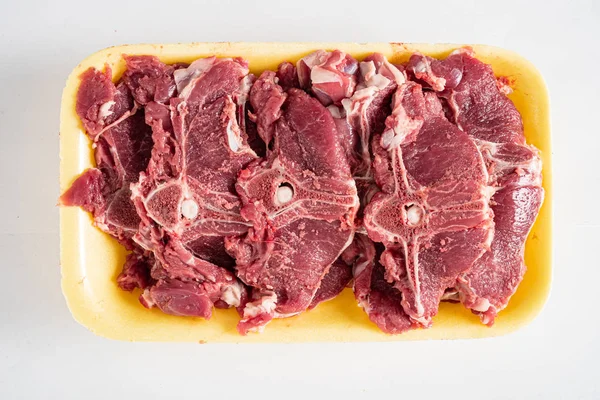 Carne Carneiro Branco Perto — Fotografia de Stock