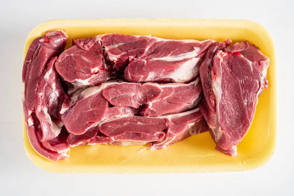Мясо Баранины Белом Закрыть — стоковое фото