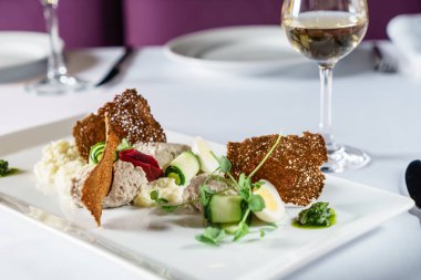 gurme salata restoranda, yakın çekim