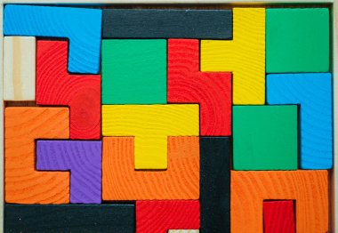 Tetris oyuncak ahşap bloklar yakın