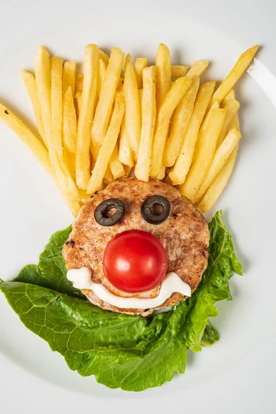 Chicken Cutlet French Fries — Stock Photo, Image