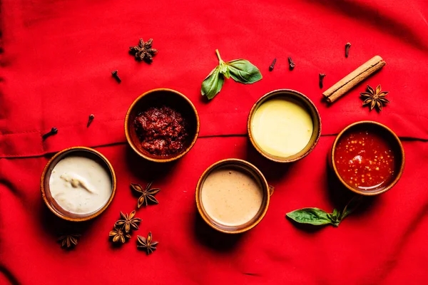 Different Sauces Bowls — Stock Photo, Image