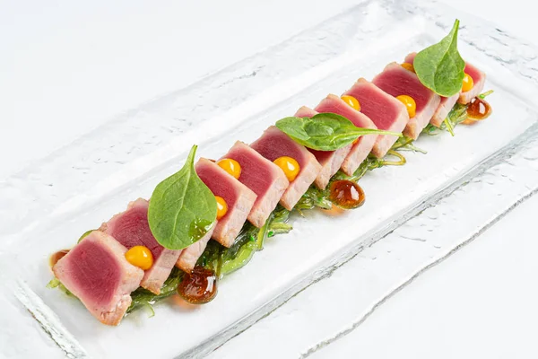 Sliced Steak Fof Tuna Sauce — Stock Photo, Image
