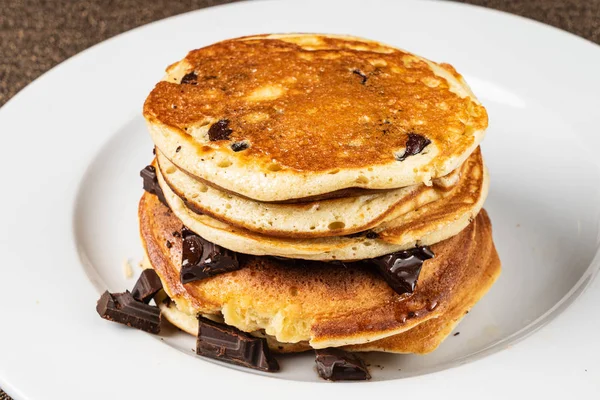 Pancakes White Plate — Stock Photo, Image
