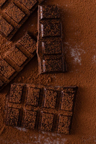 Chocolate Negro Polvo Cacao —  Fotos de Stock