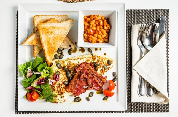 Petit Déjeuner Traditionnel Dans Café — Photo