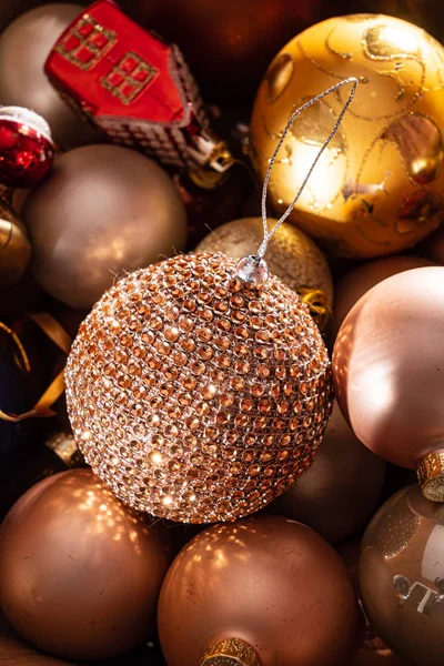 Kerstballen Zwarte Achtergrond — Stockfoto