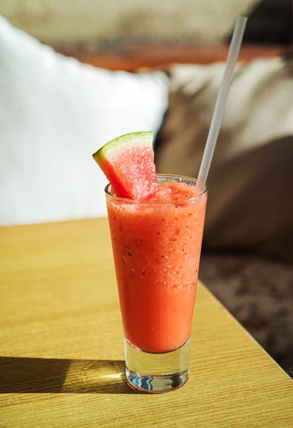 Watermelon Smoothie Glass Close — Stock Photo, Image