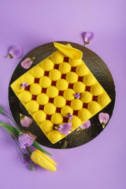 yaratıcı kek meyve ve çilek, yakın çekim