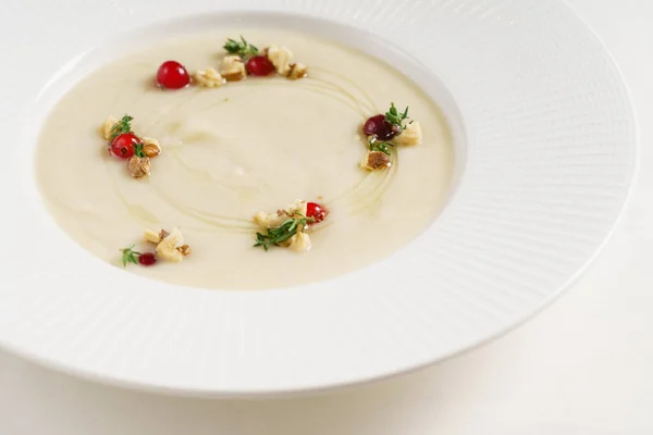 Leckere Sahnesuppe Von Oben Gesehen Aus Nächster Nähe — Stockfoto