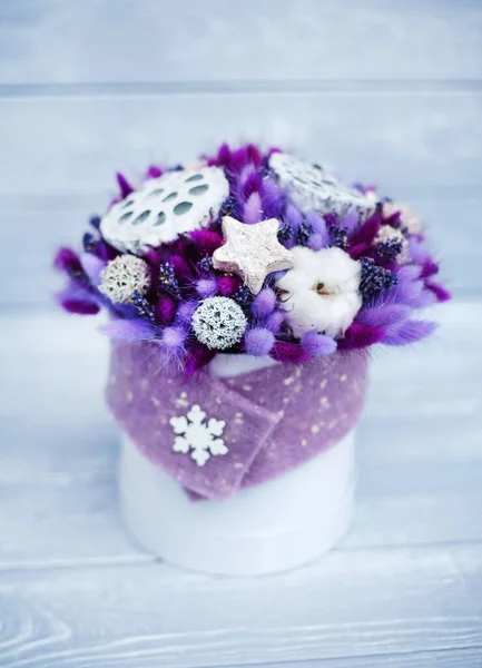 Beau Bouquet Hiver Avec Des Étoiles Noël — Photo