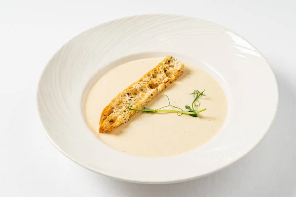 celery cream soup on the  white background