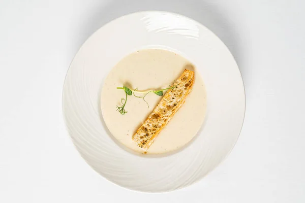 celery cream soup on the  white background