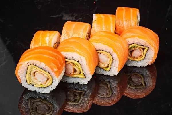 Sushi Černém Pozadí — Stock fotografie