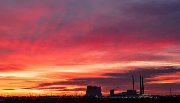 Zonsondergang Boven Stad Mooie Zonsondergang Hemel — Stockfoto