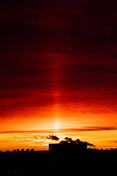 Zonsondergang Boven Stad Mooie Zonsondergang Hemel — Stockfoto