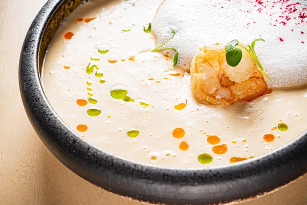 Seafood Cream Soup Shrimps — Stock Photo, Image