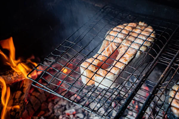 Bistecca Salmone Alla Griglia Stagione Delle Feste — Foto Stock