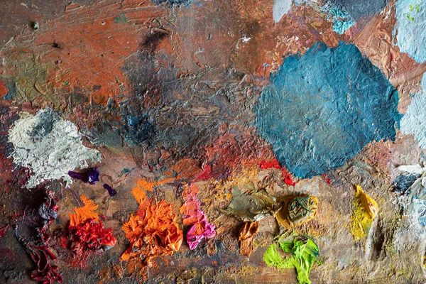 Closeup Της Παλέτας Τέχνης Πολύχρωμο Χρώμα — Φωτογραφία Αρχείου
