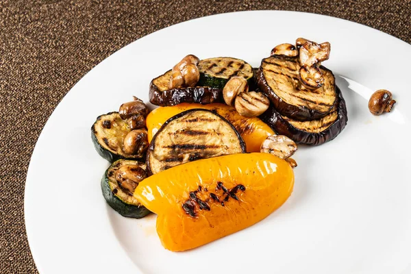 Grilled Vegetables White Plate — Stock Photo, Image