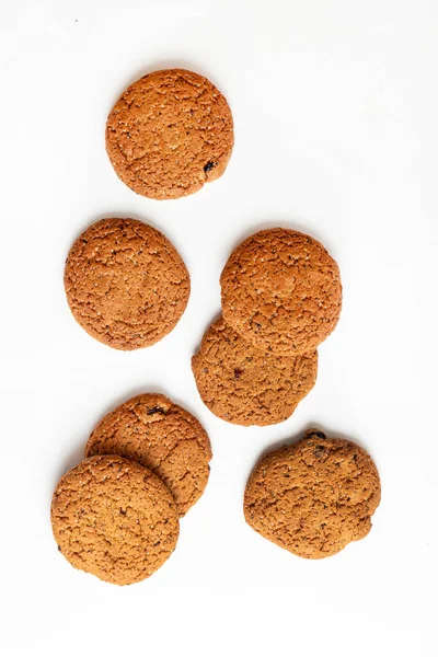 Ovesné Sušenky Izolované Bílém Pozadí — Stock fotografie